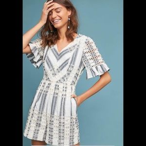 Anthropology ett twa striped eyelet romper size 12